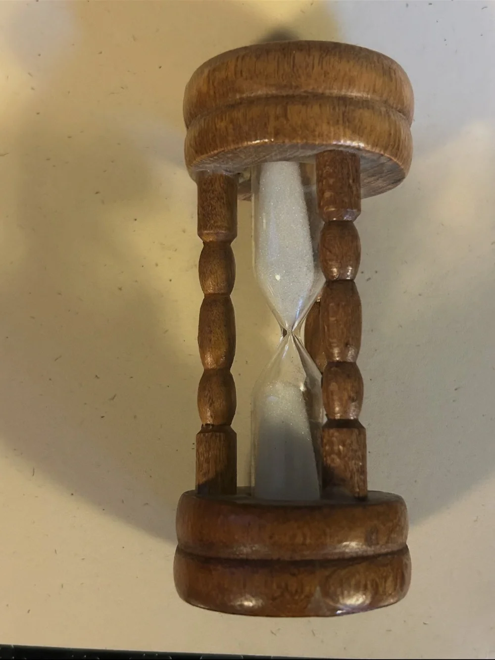 Wooden 3-Minute Hourglass Sand Timer 4” White Sand